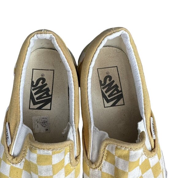 Vans Yellow & White Checkered Slip-On Loafers Size 5.5 Women / 4 Men Canvas Shoe - Picture 5 of 11
